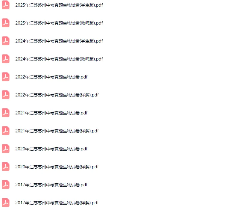 2015-2025学年苏州各区中考生物真题及答案解析 第2张