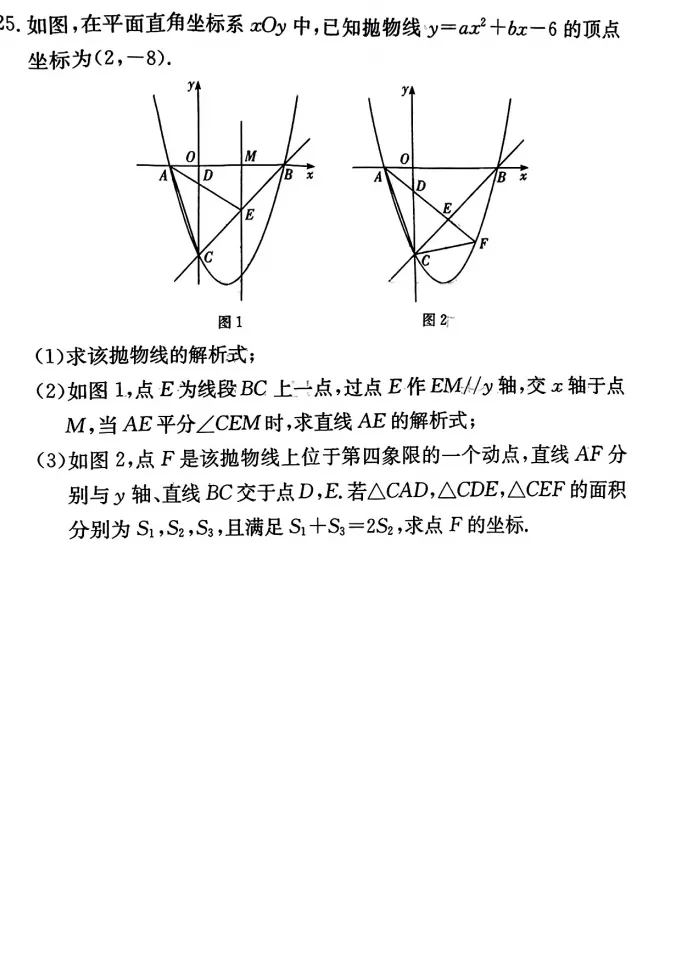2025年长郡集团九下一模数学试卷与答案 第6张