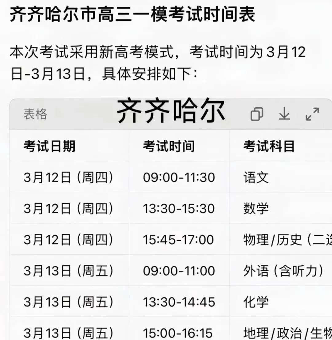 【试卷+答案】齐齐哈尔一模齐齐哈尔市2026届高三一模全科汇总! 第2张