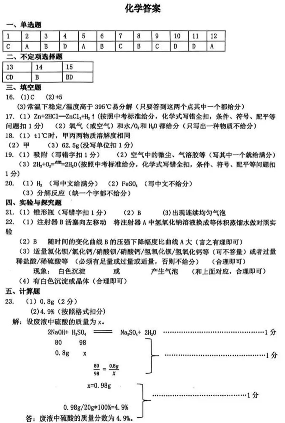 中考化学易错题专练 第6张