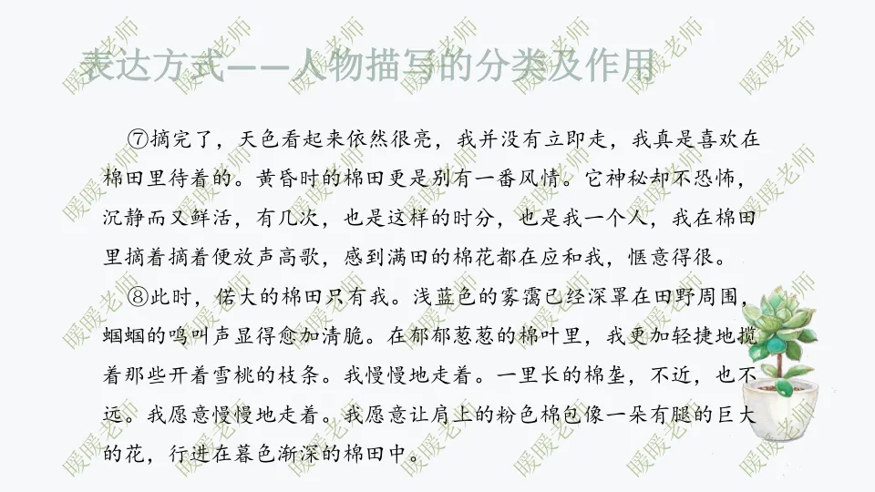 中考复习——记叙文题型与技巧-赏析类(表达方式——人物描写) 课件19页 第8张