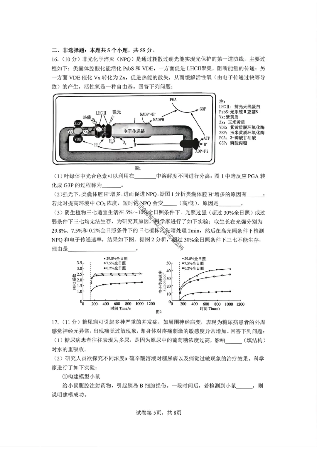 【成都七中二诊模拟化学/生物】成都七中高2026届高三二诊模拟考试试卷答案 第16张