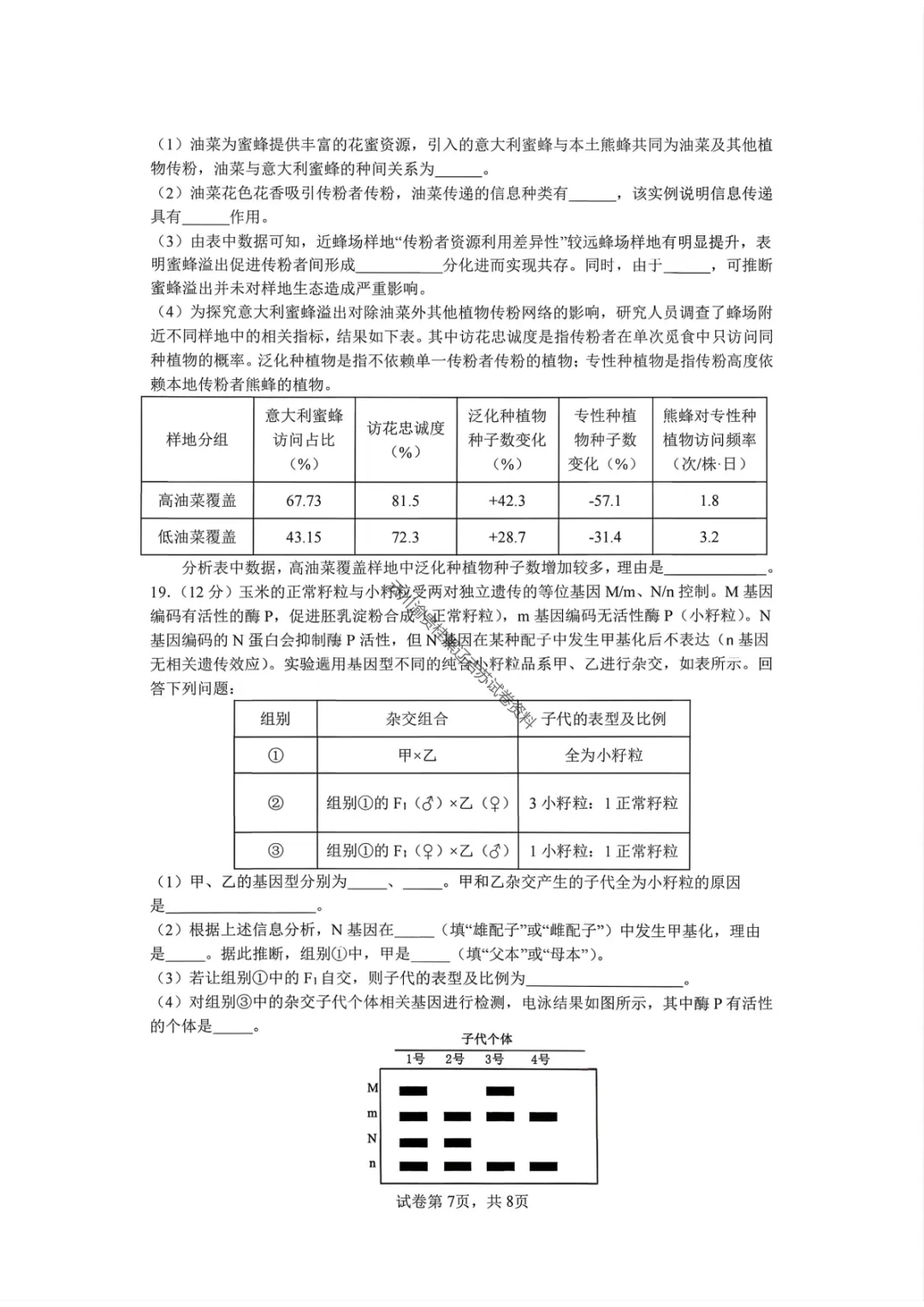 【成都七中二诊模拟化学/生物】成都七中高2026届高三二诊模拟考试试卷答案 第18张