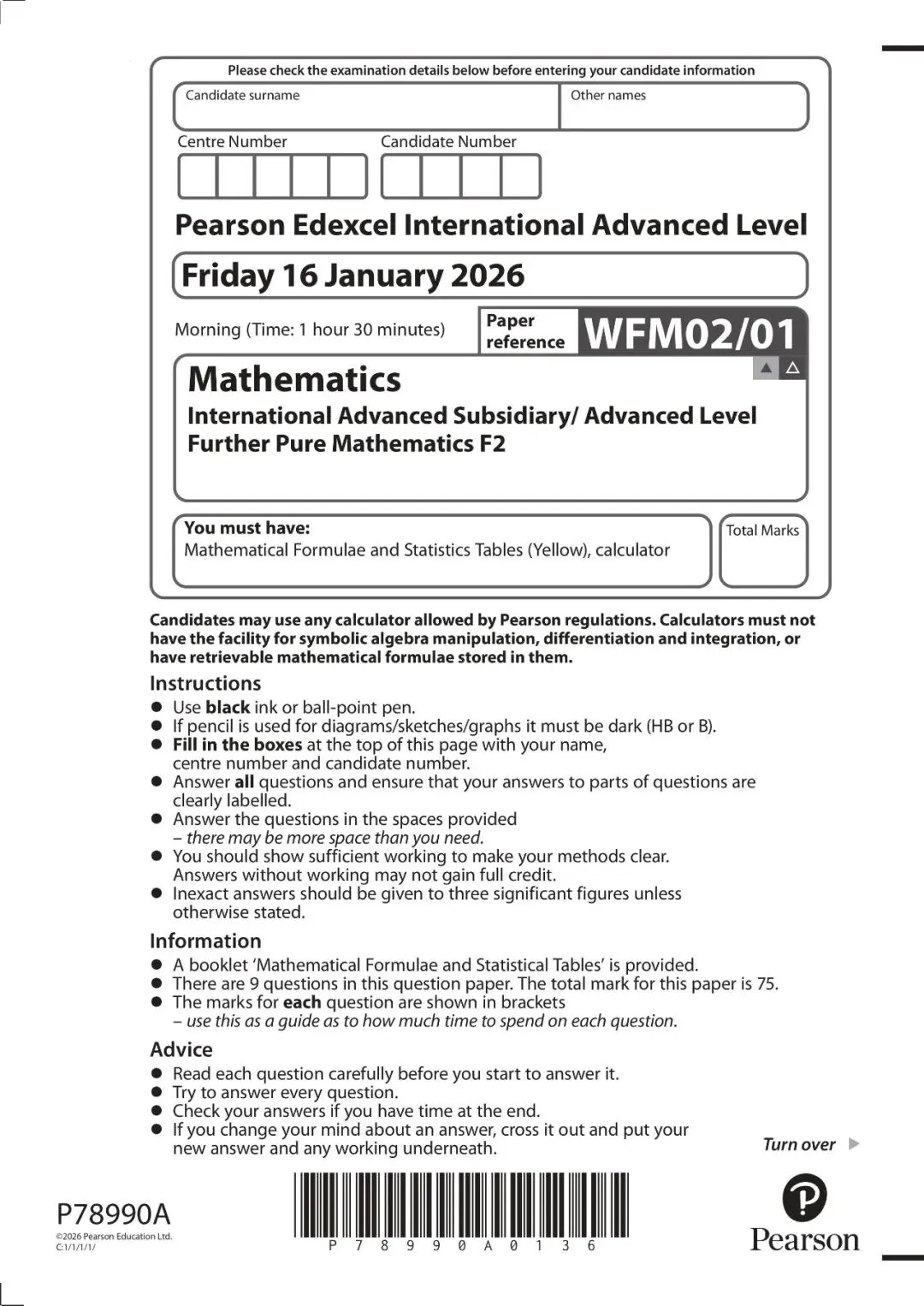 2026 1月edexcel fp2真题 第1张