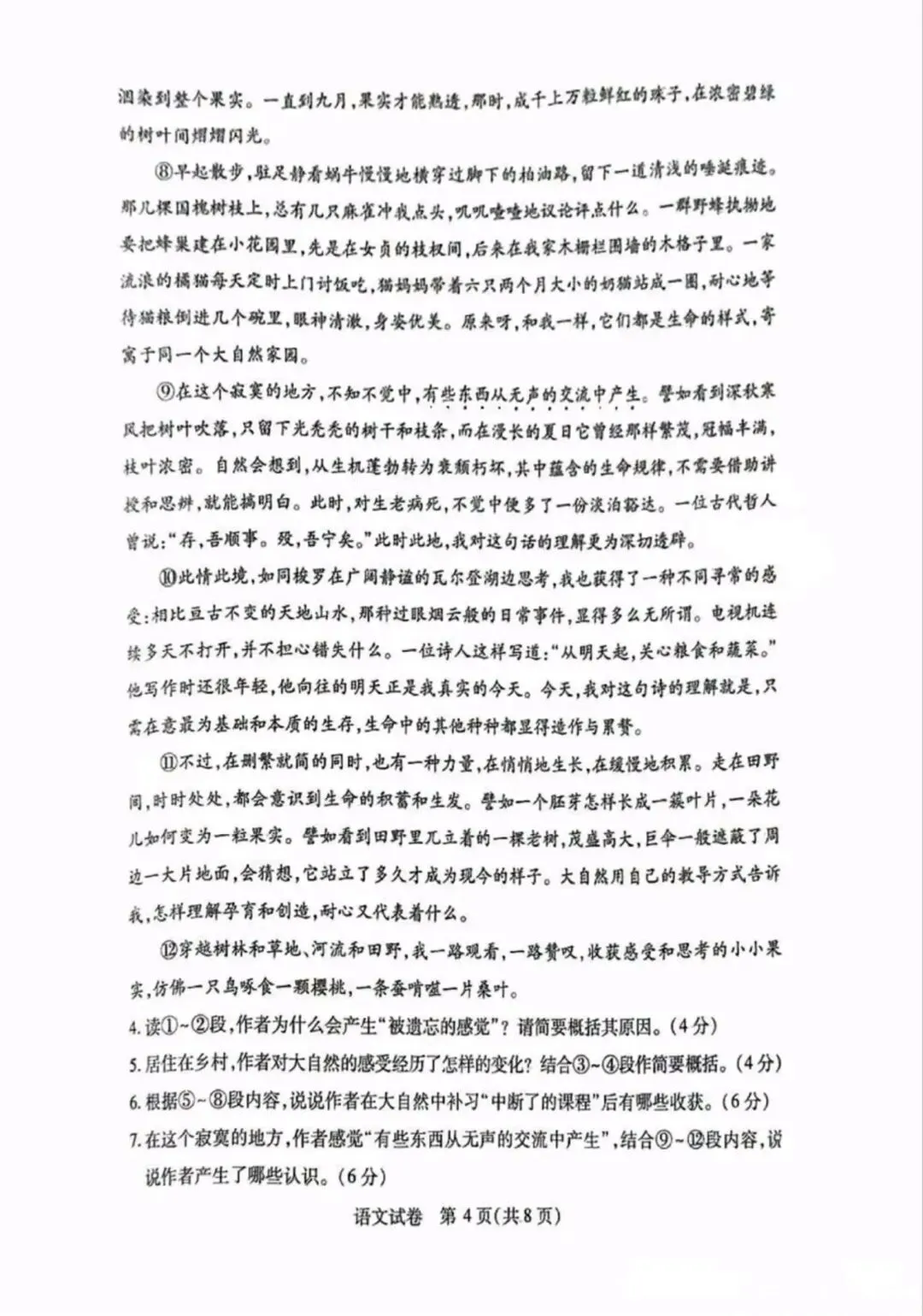2025年武汉市九年级四月调考语文试卷 第4张