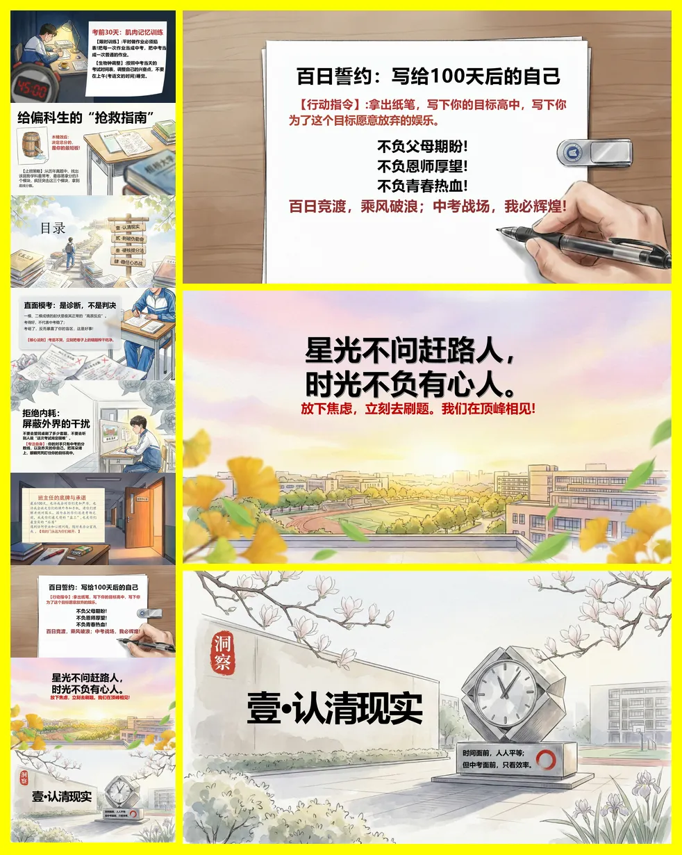 【初三】中考百日冲刺誓师主题班会 | 最后一百天黑马还是炮灰 第8张