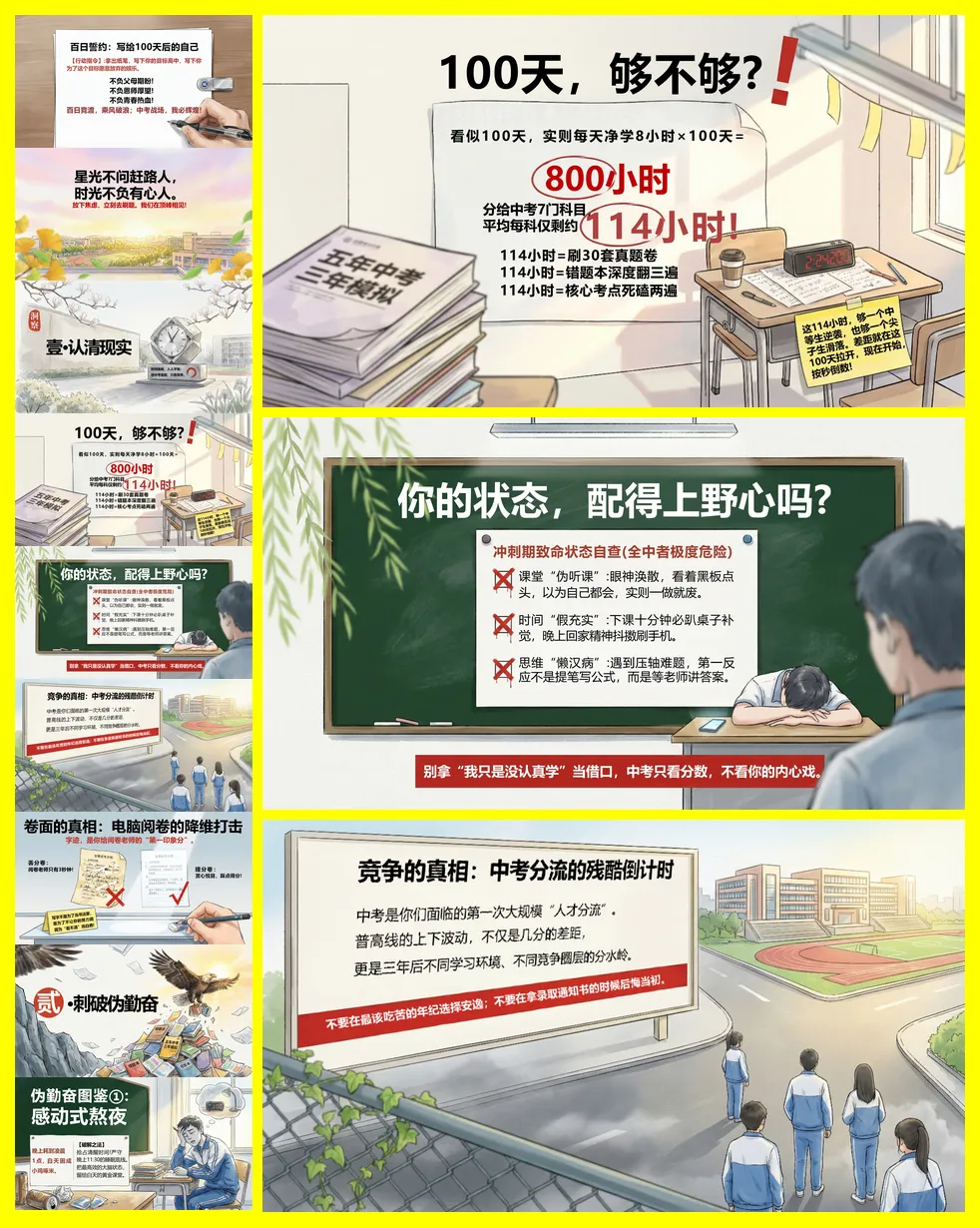 【初三】中考百日冲刺誓师主题班会 | 最后一百天黑马还是炮灰 第9张