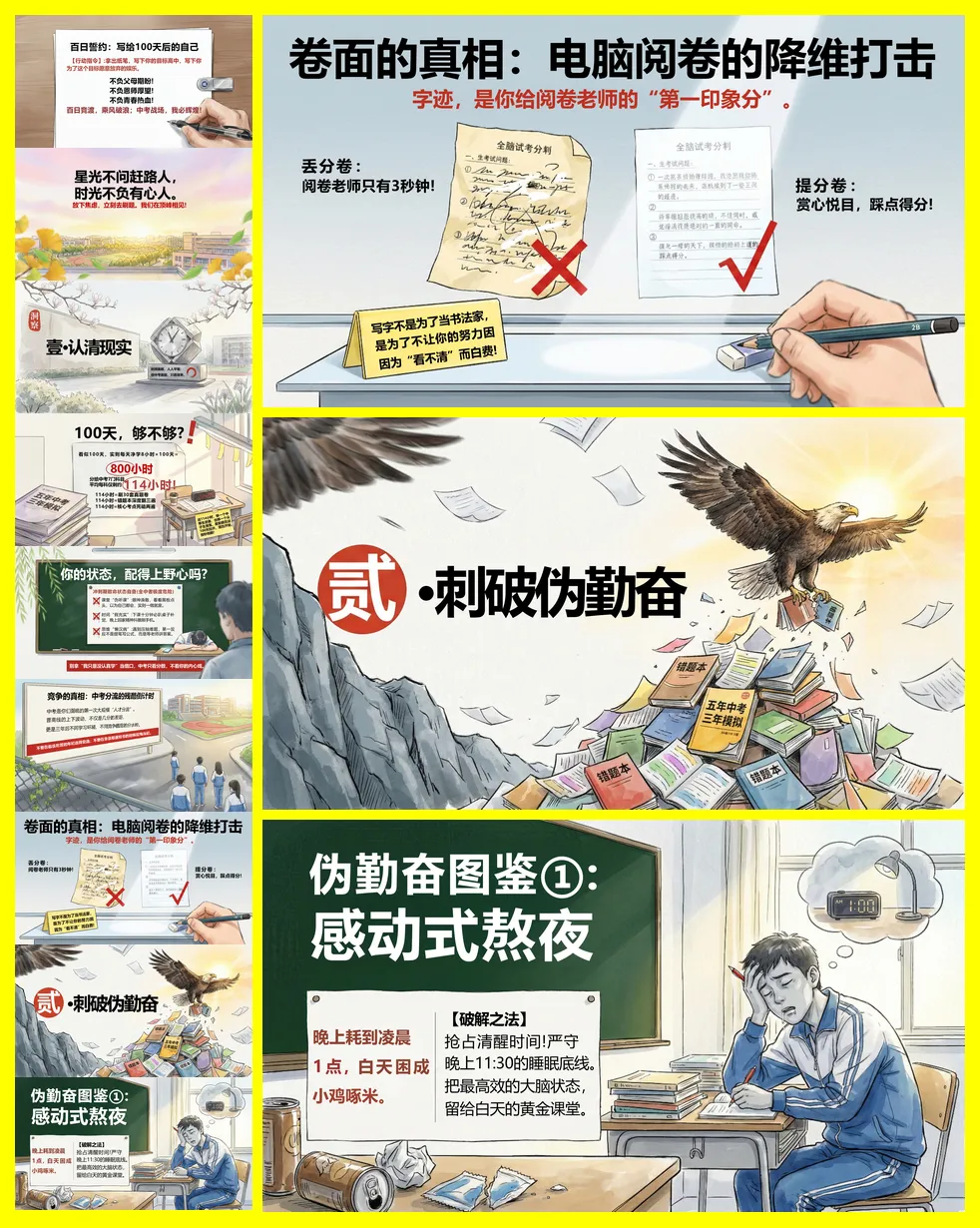 【初三】中考百日冲刺誓师主题班会 | 最后一百天黑马还是炮灰 第10张