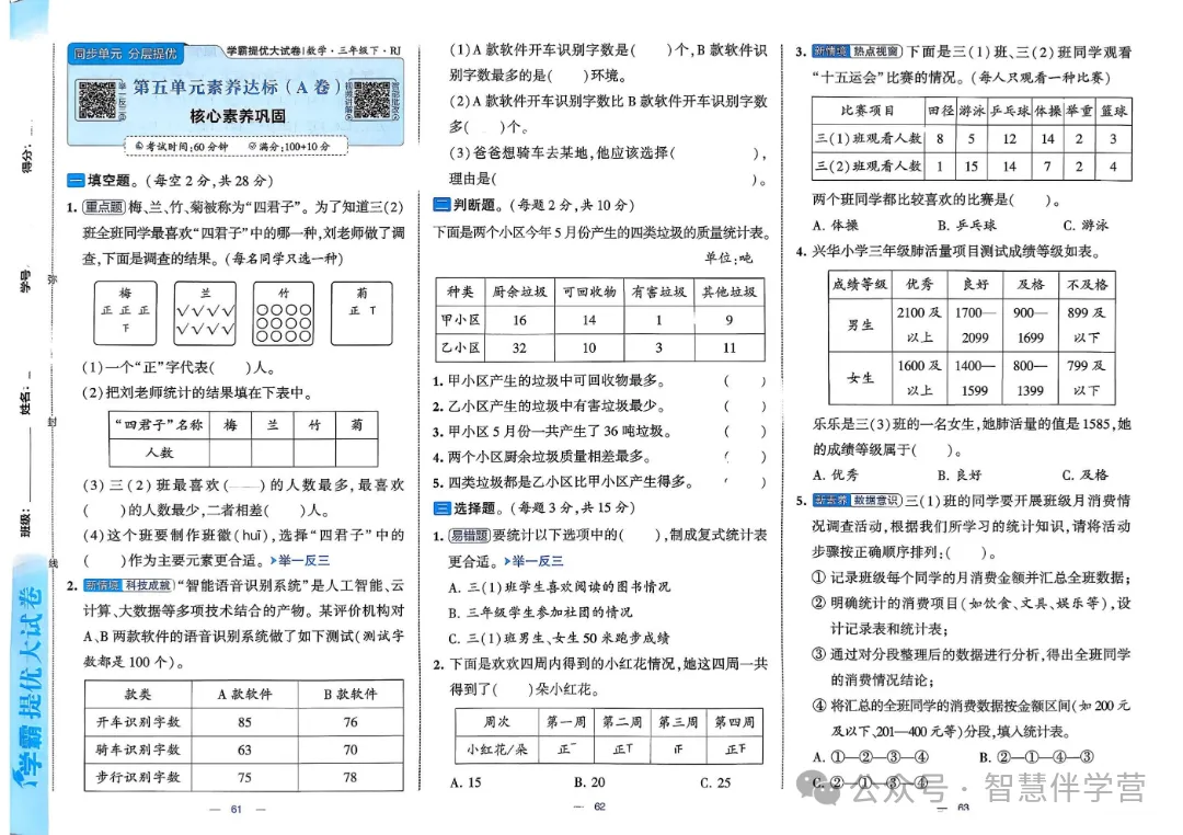 【教学资源】三年级下册期末复习试卷 第23张