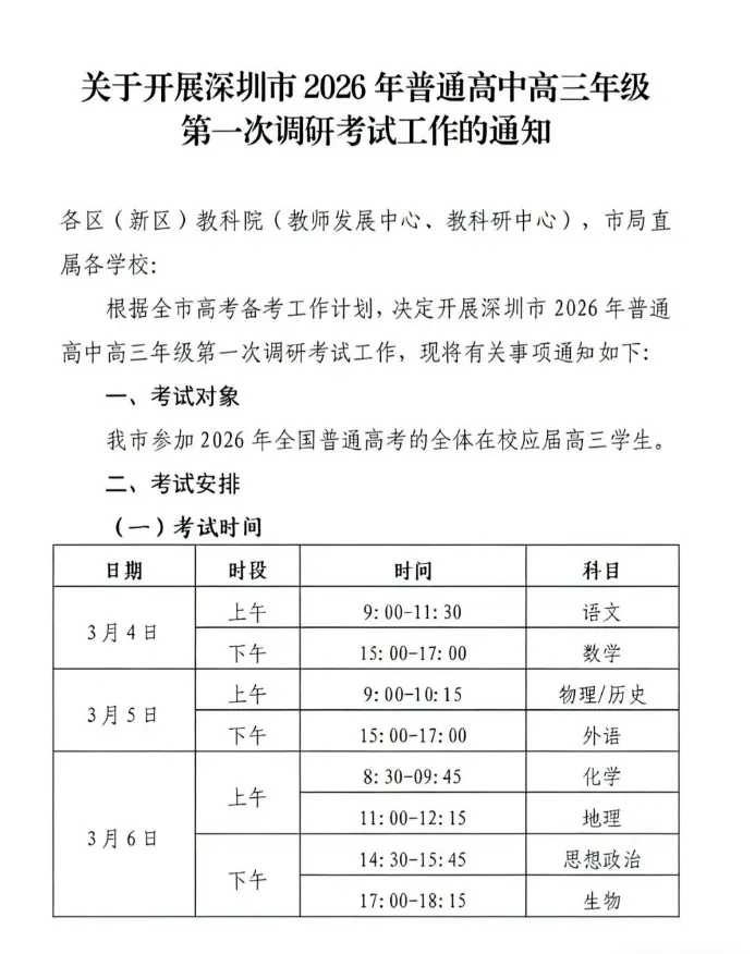 深一模考试时间确定!附:25年深一模真题卷领取 第3张