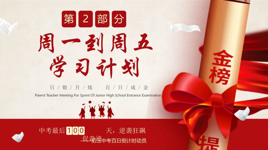 【初三九年级中考百日誓师家长会ppt】:日锻月炼,百日成金(内附课件资料) 第5张
