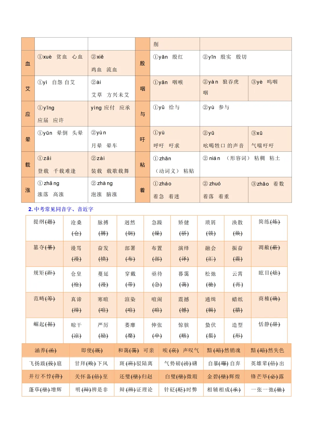 中考各科专项语文复习字音,字型,词义 第7张