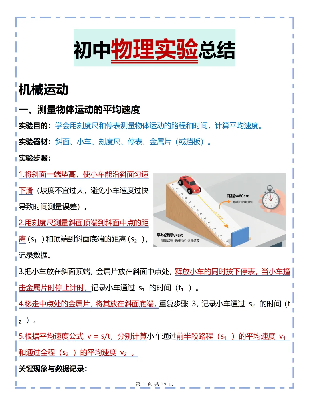 中考必背【初中物理实验总结】,可打印 快收藏 第1张
