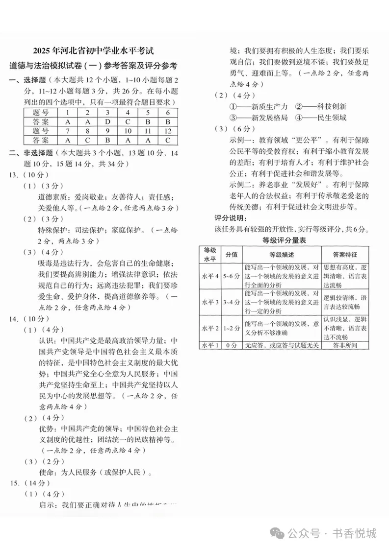 【2025 中考模拟】3月邢台市初三模拟考试全科试卷(含答案) 第40张