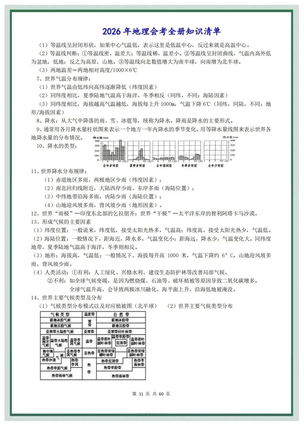 2026年中考地理会考总复习全册知识清单,可打印电子版! 第9张