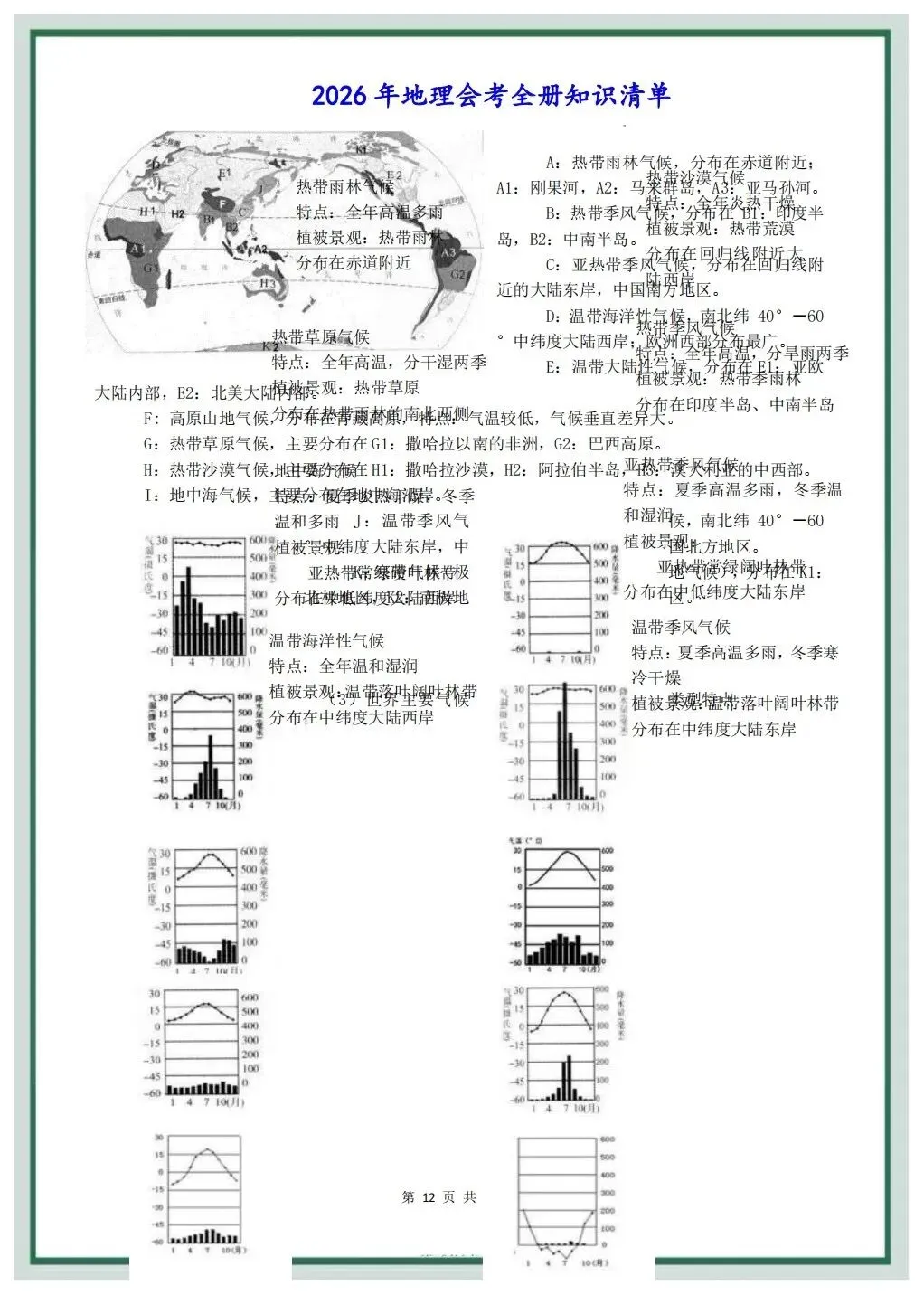 2026年中考地理会考总复习全册知识清单,可打印电子版! 第10张