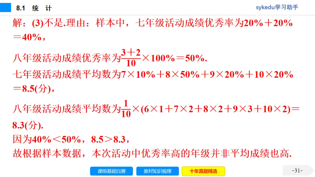 8.1 统 计-初中数学中考-最新中考复习-sykedu学习助手-第一部分 安徽考点探究 第32张