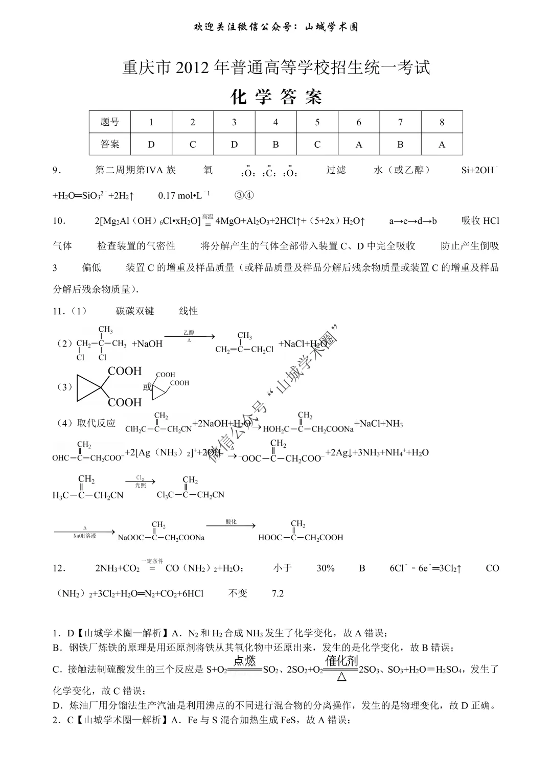 重磅发布·重庆市历年高考真题大全—化学 第182张