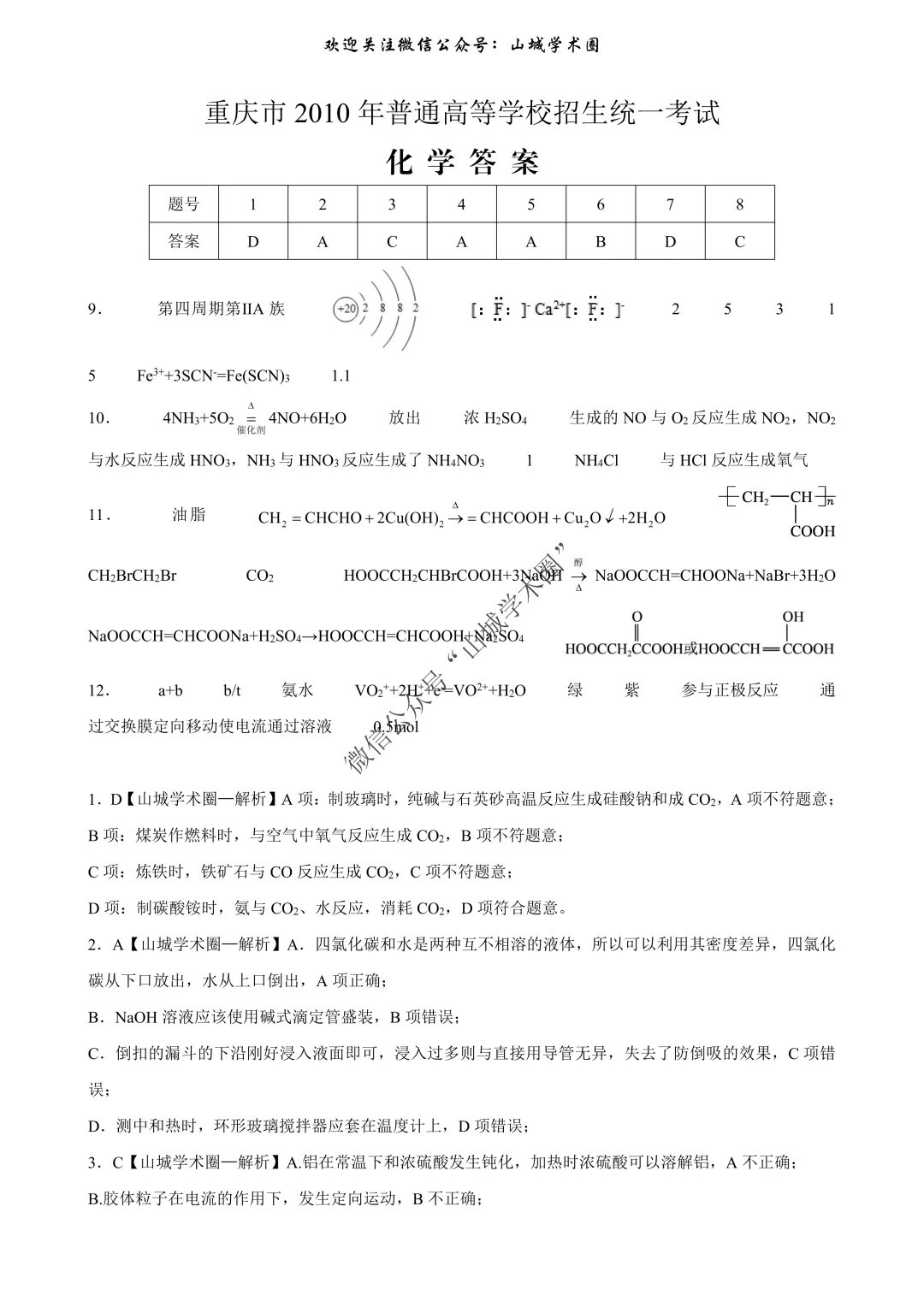重磅发布·重庆市历年高考真题大全—化学 第200张