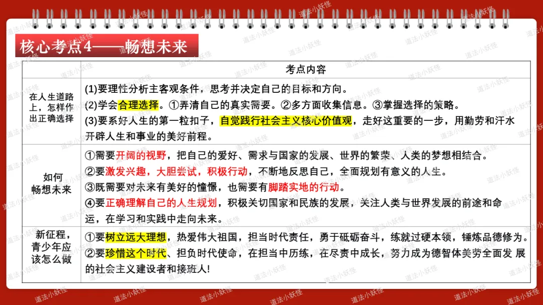 2026春||中考一轮 九下 第三单元《走向未来的少年》复习课课件展示 第16张