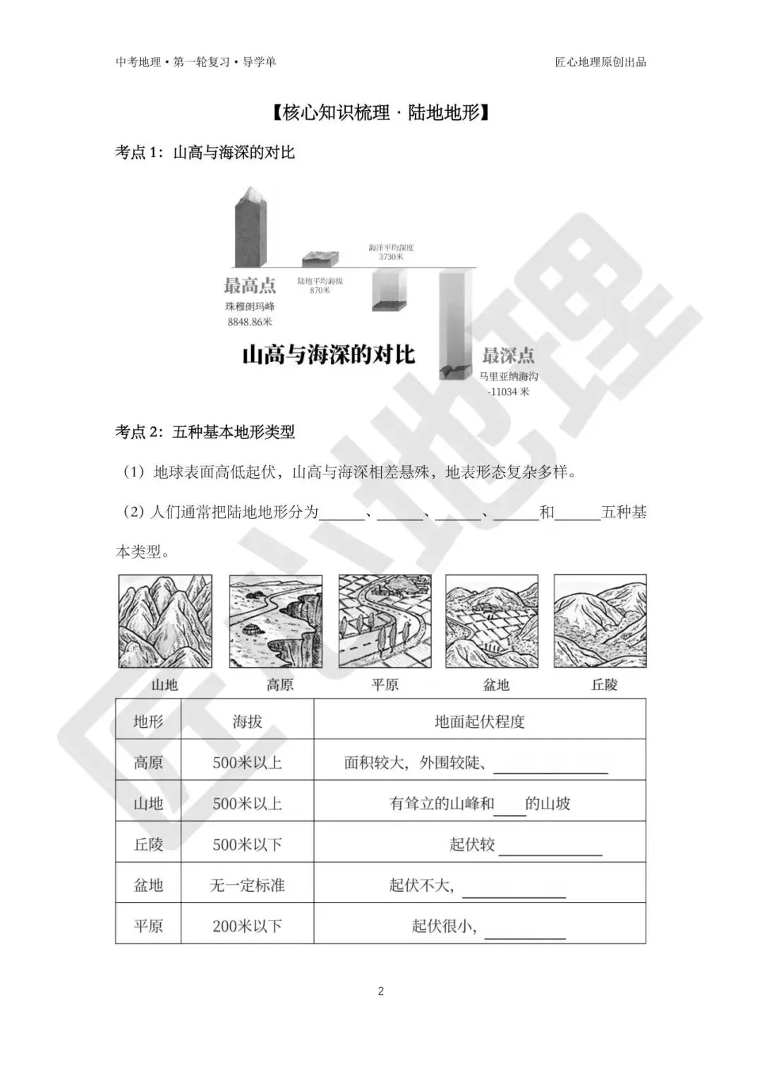 新教材 | 中考一轮复习·世界的地形(课件+导学单+练习题) 第7张
