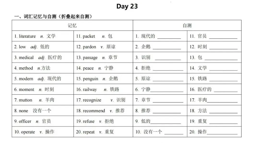 北京中考英语历年高频词汇背默手册,直接打印每天打卡! 第14张