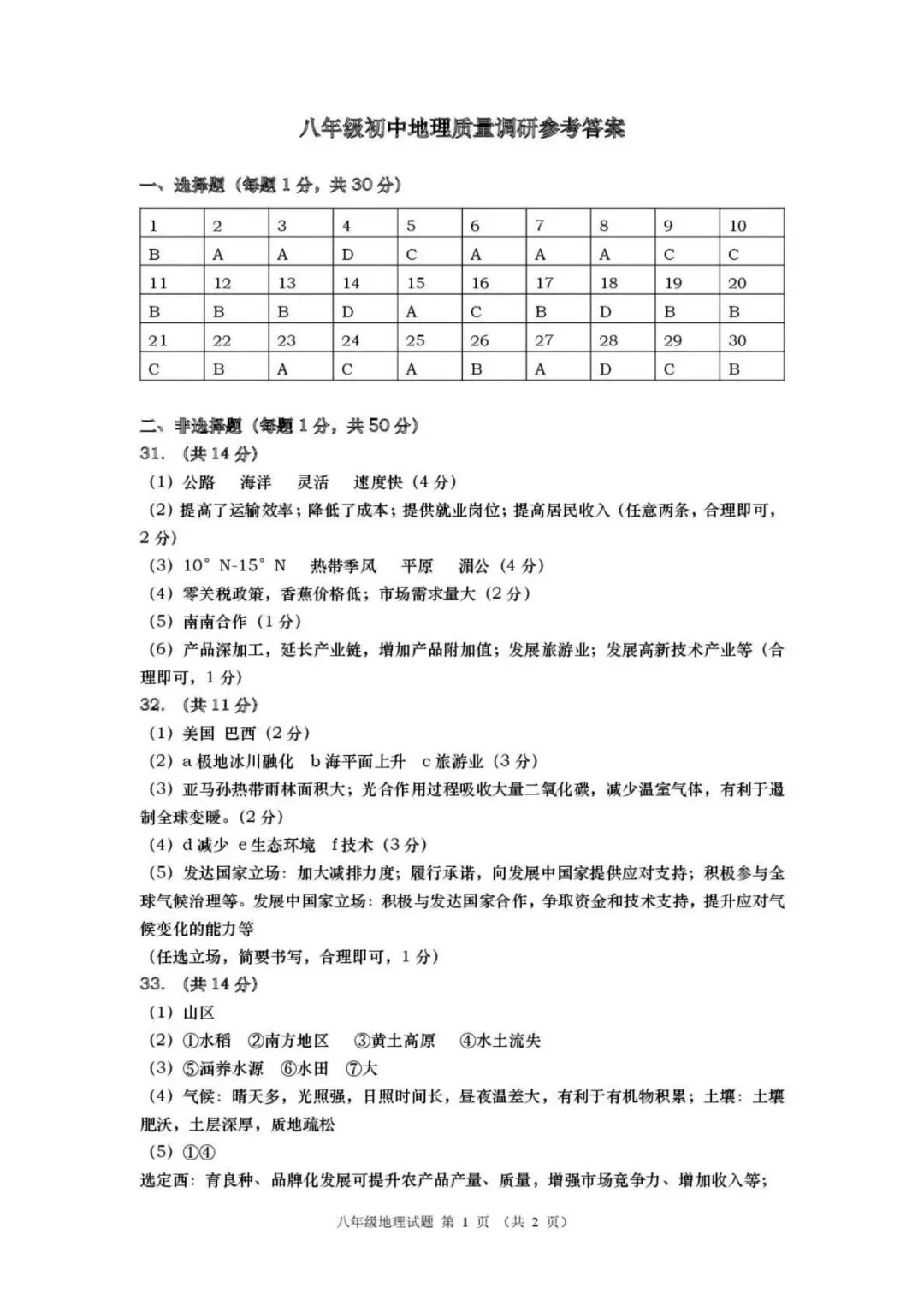 2025年青岛八年级地生会考真题&各区模考真题(含答案,附近五年汇总) 第49张