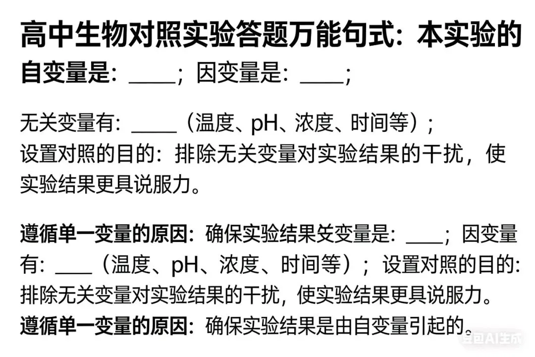 【真题演练】高中生物10道典型高考实验题详解(含答题模板) 第5张
