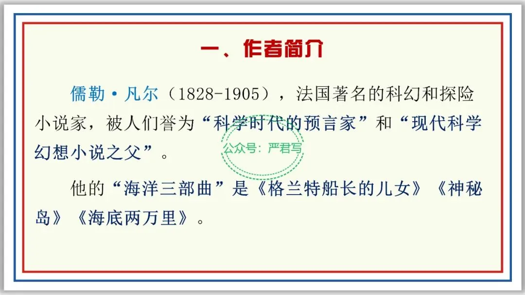 新品PPT七下:海底两万里 附中考真题43张精编版 第3张
