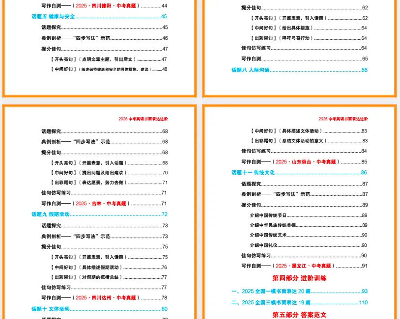 26中考英语书面表达写作技巧+解析+常考话题+训练(含答案解析,电子版可下载) 第3张
