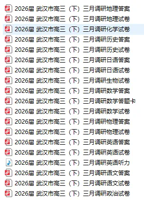 【高三真题】2026届武汉市高三毕业生3月调研(原二调)26年3月(免费领取) 第1张
