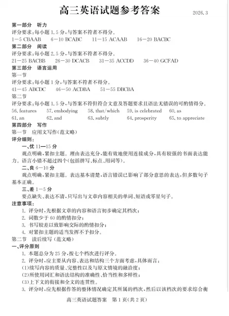 滨州市2026年高考第一次模拟考试英语试题含听力和答案 第12张