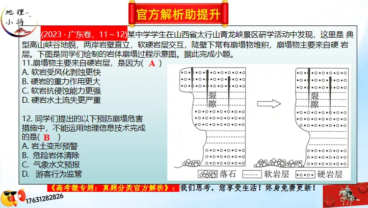高考二轮微专题《高考真题分类官方解析合集》:地质、地貌对人类活动的影响(节选自“地质作用与地表形态”) 第13张