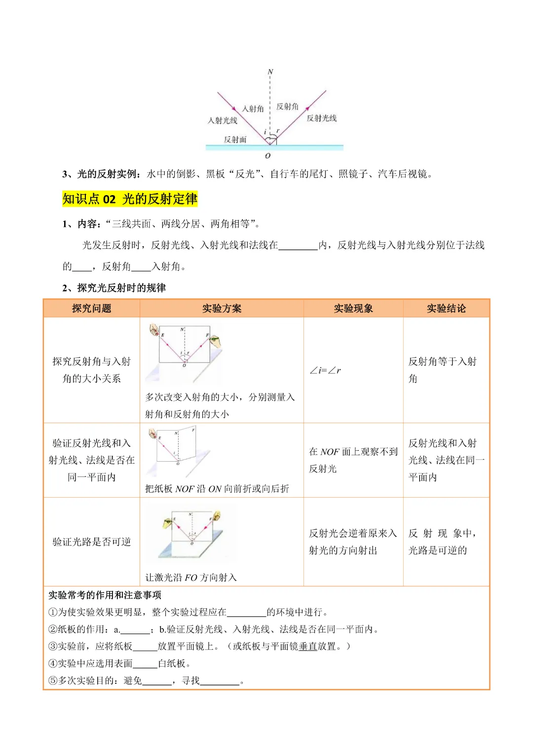 【九年级下册物理】中考专项物理《专题02 光现象》知识梳理+易错专项|完整高清电子版可打印 第5张