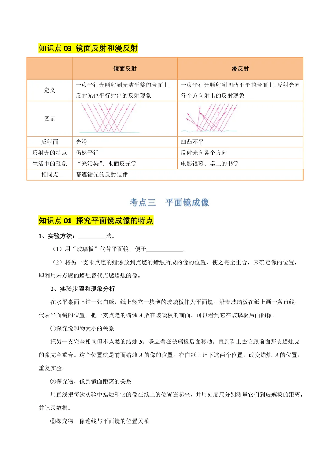 【九年级下册物理】中考专项物理《专题02 光现象》知识梳理+易错专项|完整高清电子版可打印 第6张