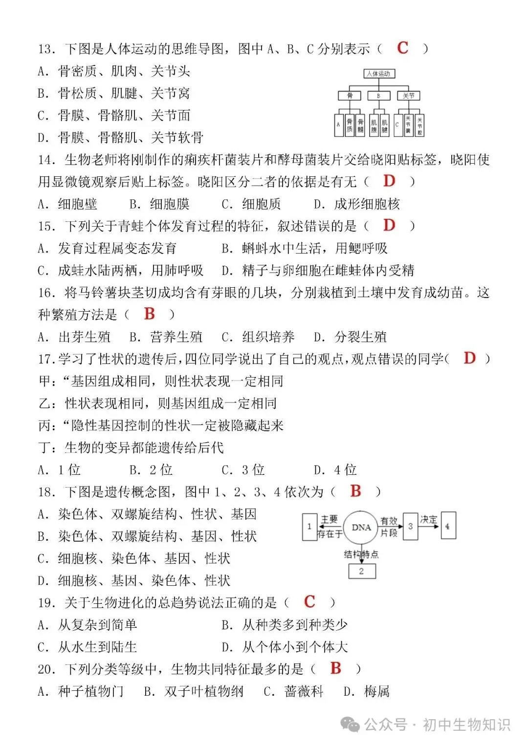 2026初中生物会考第一次模拟真题试卷(可打印) 第6张