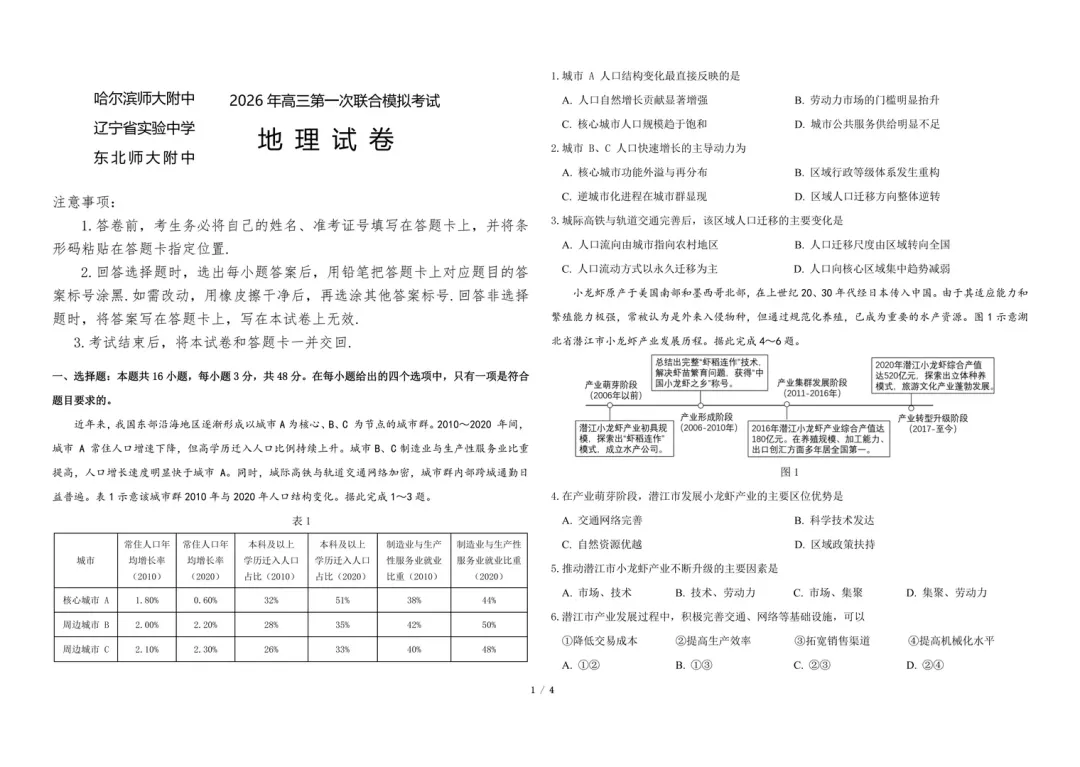 【东北三省三校一模】真题试卷及答案 第7张 【东北三省三校一模】真题试卷及答案 第7张