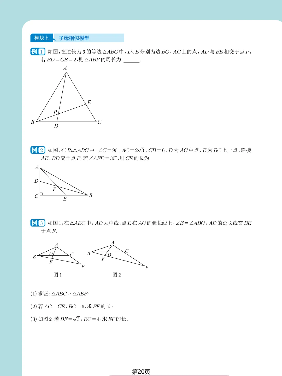中考数学常考压轴题—相似三角形17个模块精讲精练 第20张