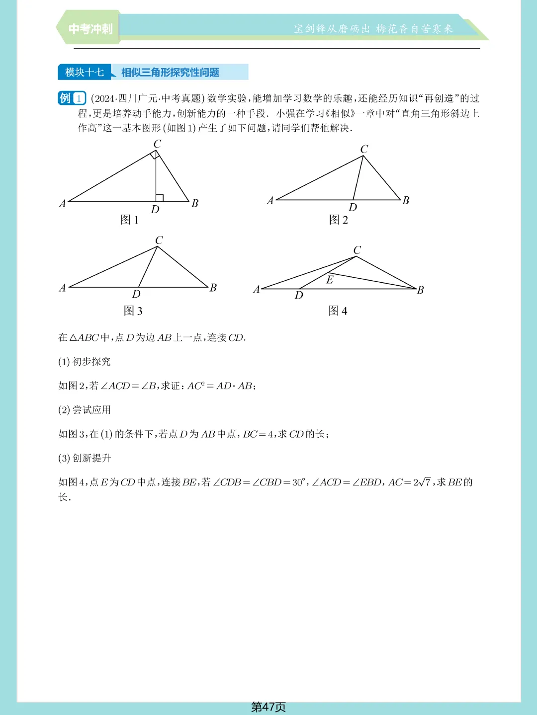 中考数学常考压轴题—相似三角形17个模块精讲精练 第47张