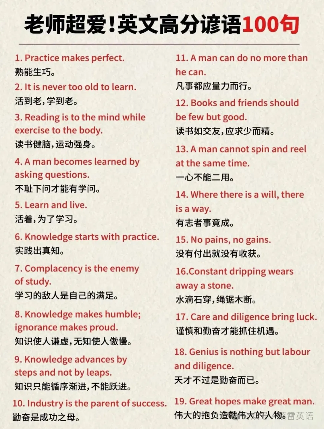 英语高分谚语,中考、高考要准备些 第2张