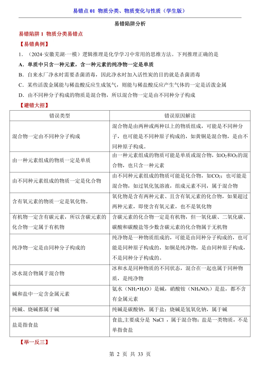 中考专项化学易错点|避错 + 真题! 第2张 中考专项化学易错点|避错 + 真题! 第2张