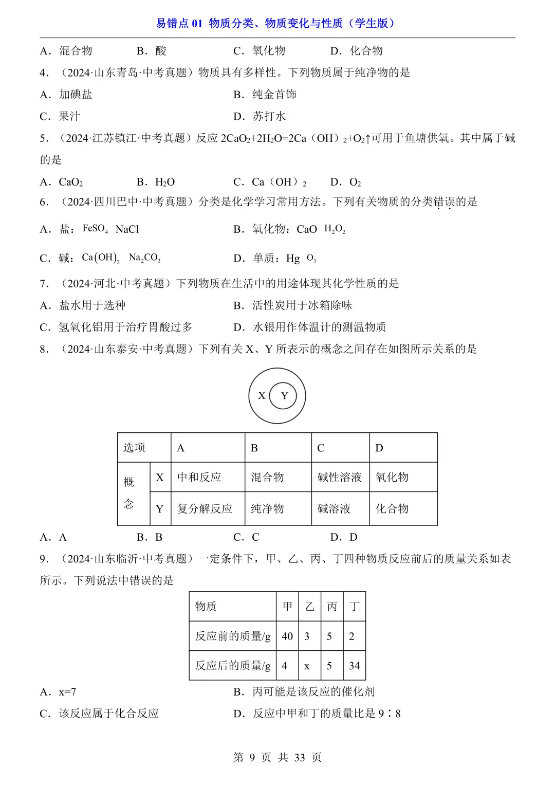 中考专项化学易错点|避错 + 真题! 第9张 中考专项化学易错点|避错 + 真题! 第9张