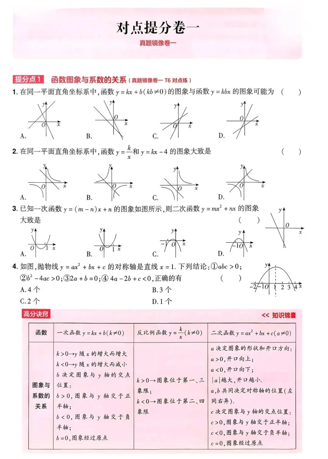 中考数学对标考点提分卷 第1张