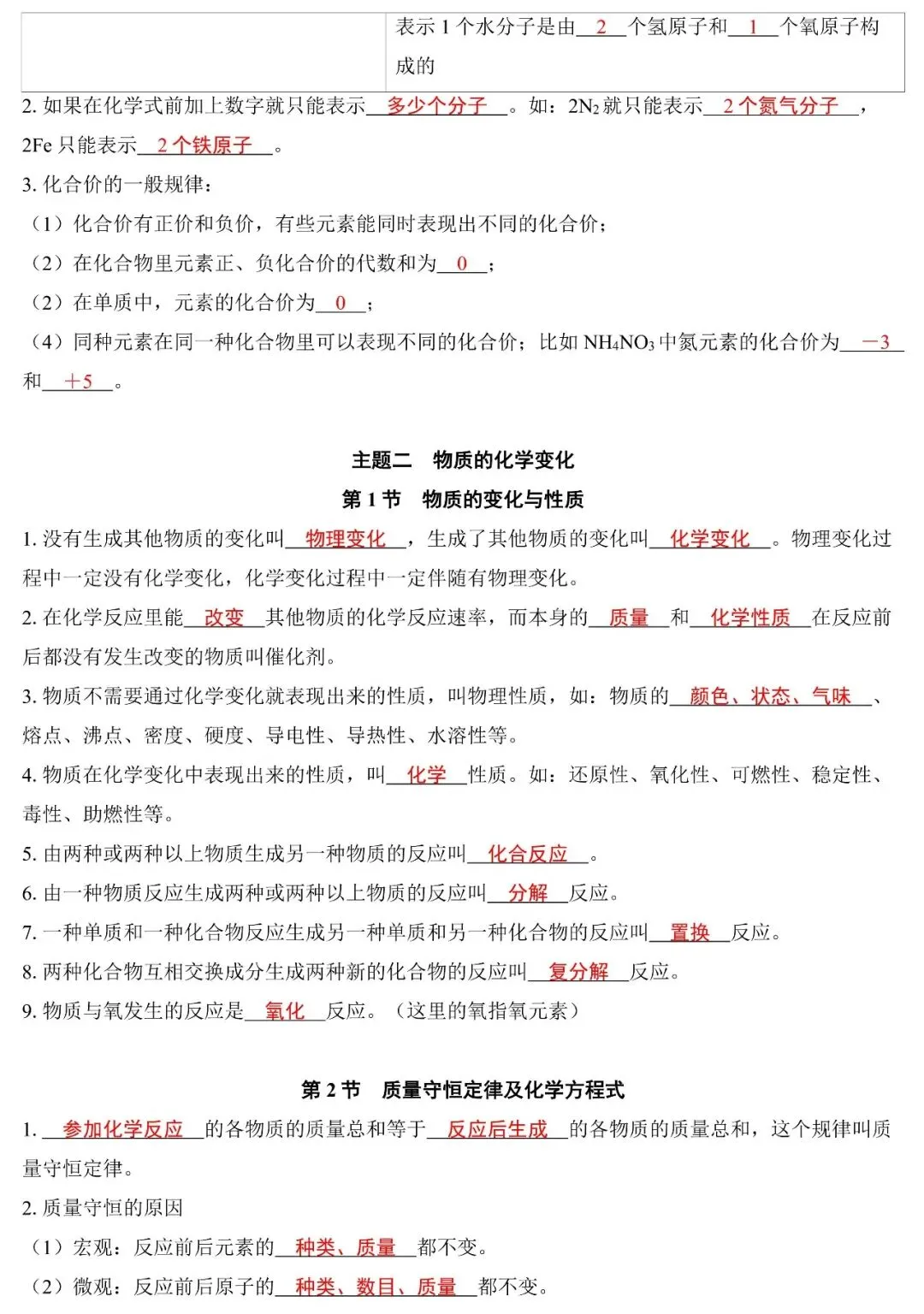 2026中考化学一轮复习基础知识手册(空白版+答案版) 第14张