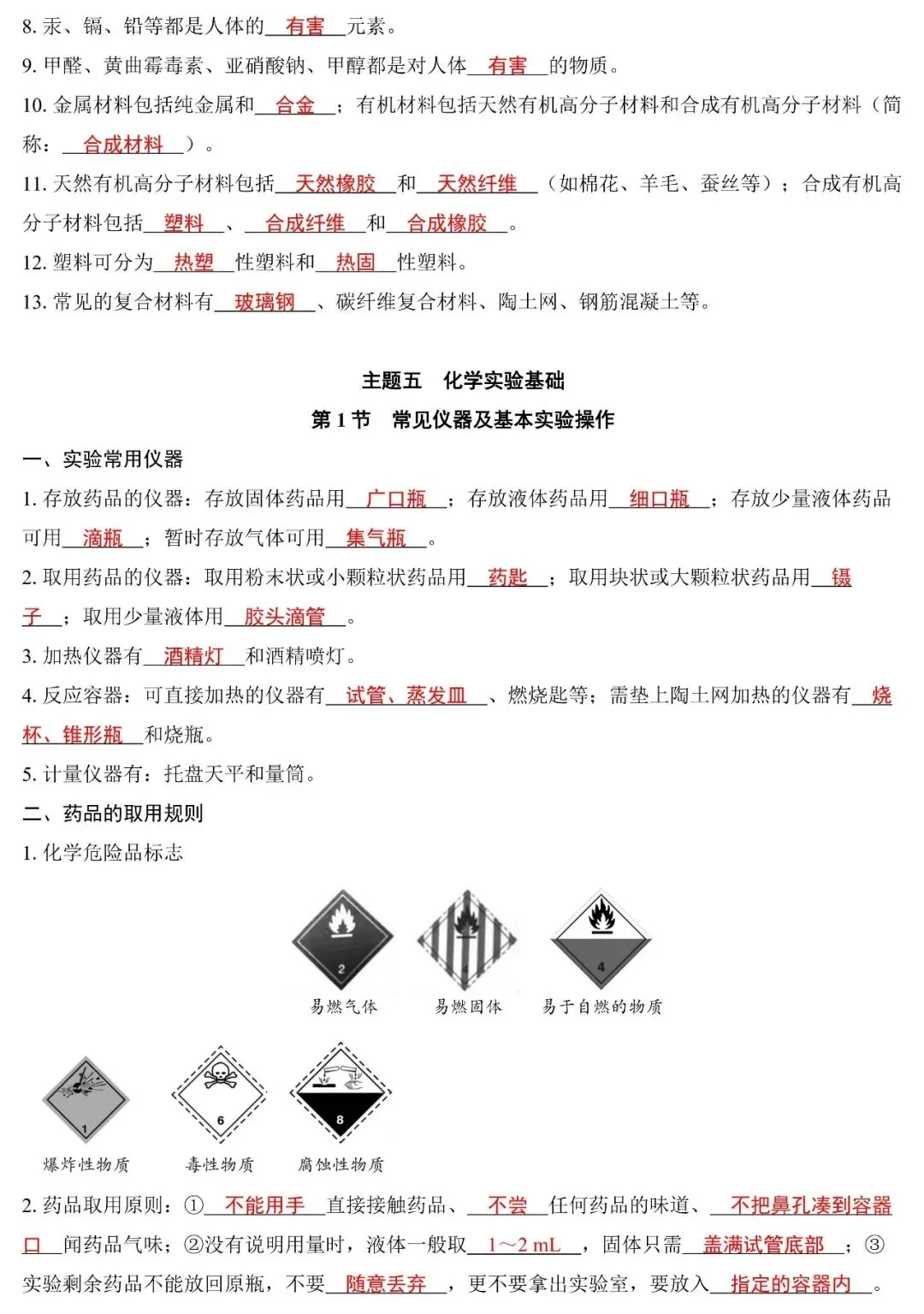 2026中考化学一轮复习基础知识手册(空白版+答案版) 第17张
