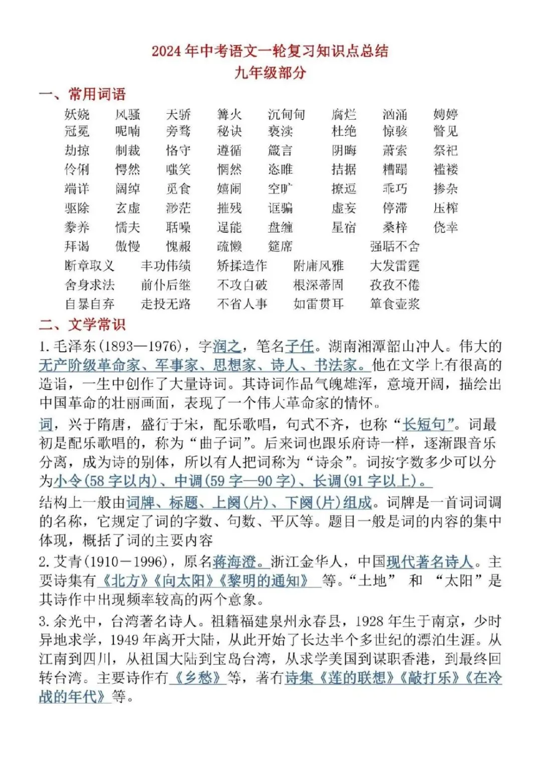 中考语文复习知识点,看这套笔记就够了,完整电子版可打印. 第3张