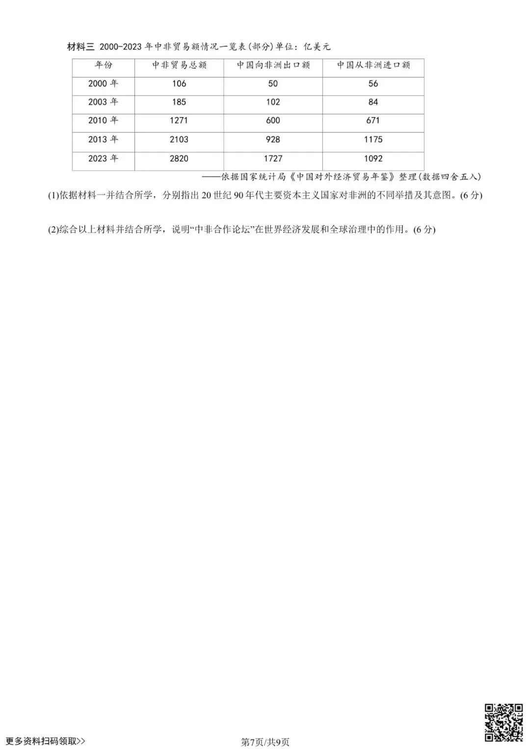 2025北京西城高三一模历史试卷(含答案) 第7张