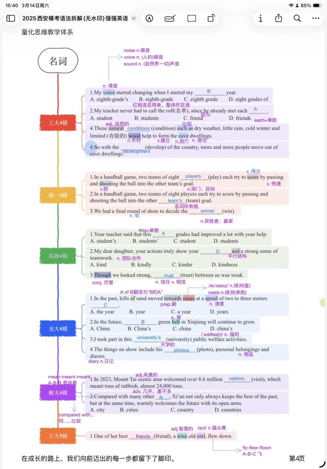 2025西安名校模拟考语法(适用2026届)名词笔记版 第1张