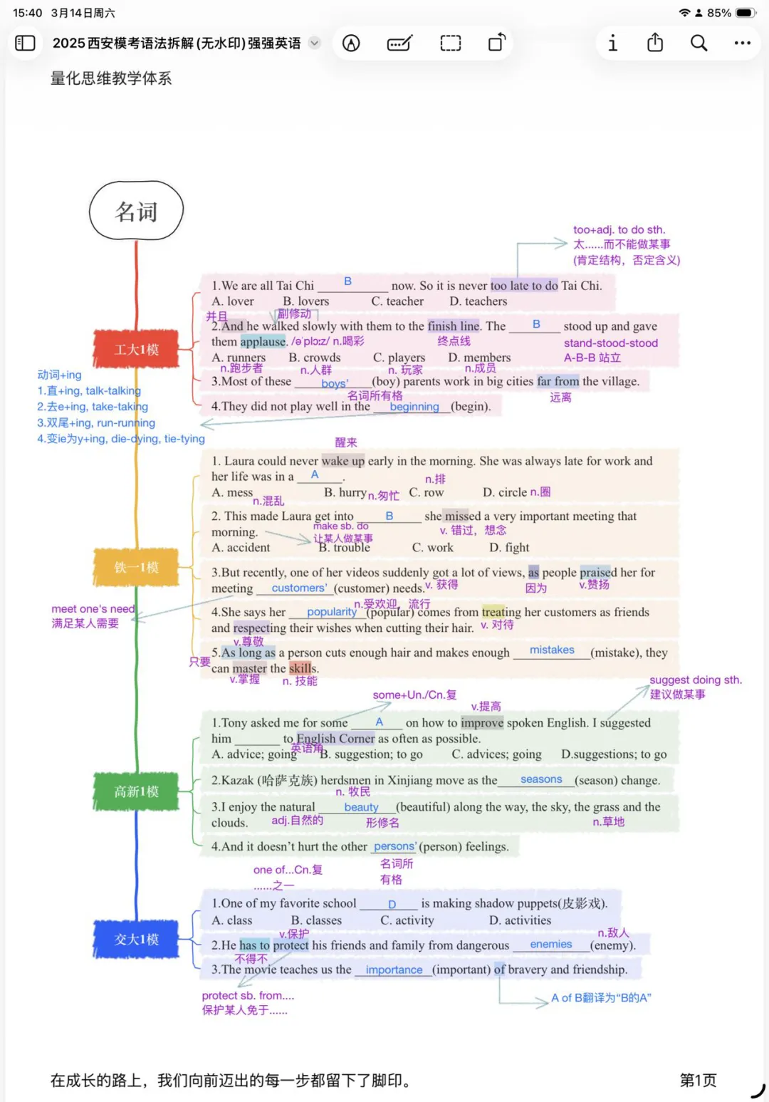 2025西安名校模拟考语法(适用2026届)名词笔记版 第5张