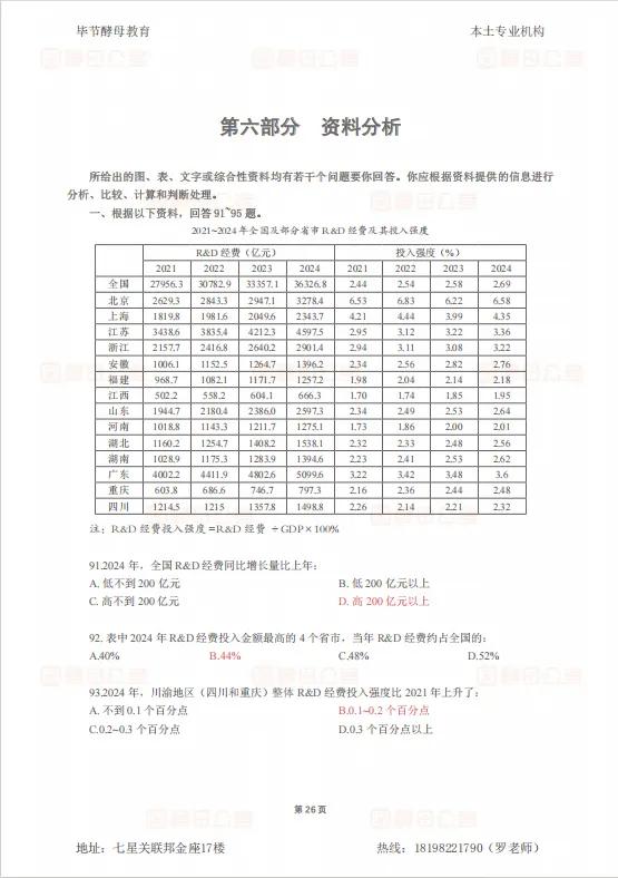 【完整版】2026贵州省考行测真题答案 第10张